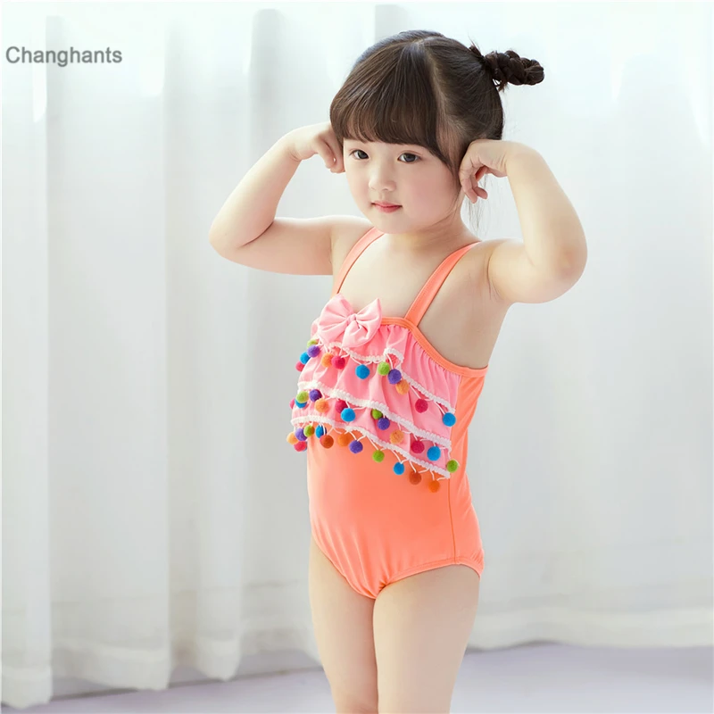 Новые модели, Цельный купальник для маленьких девочек 1-10 лет, детский купальный костюм на бретельках, оранжевый купальный костюм для девочек, одежда для бассейна для маленьких девочек