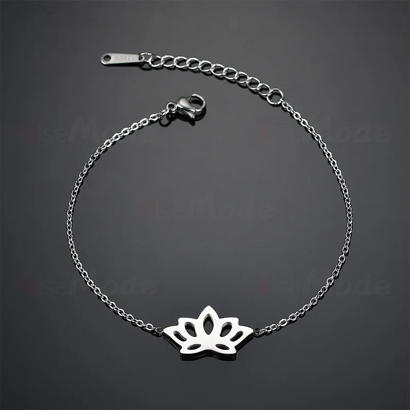 ELSEMODE модный браслет с полыми звеньями в виде лотоса титановая сталь золото