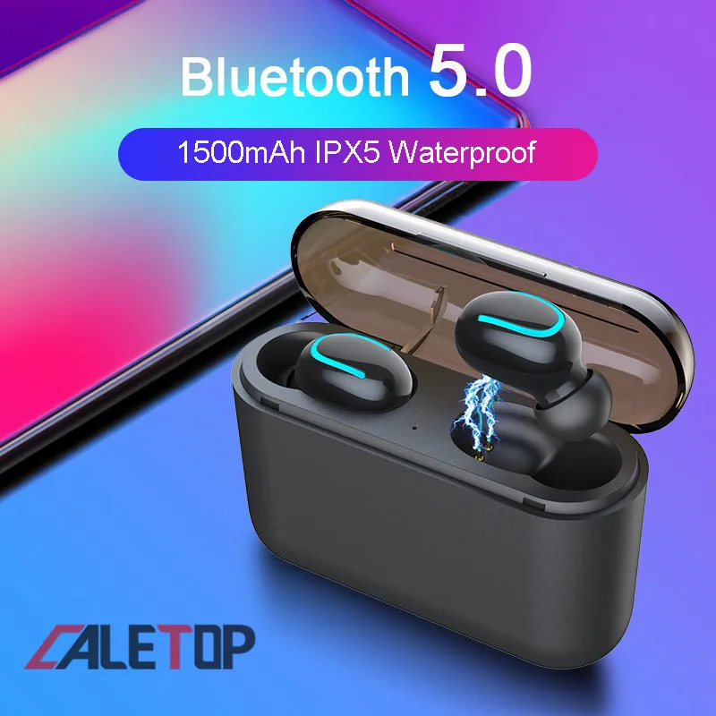 Caletop Bluetooth 5 0 TWS настоящие беспроводные наушники Handsfree спортивные Игровые для iPhone X