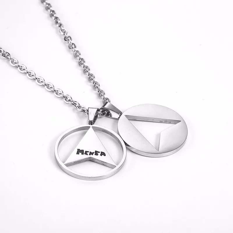 RIR Stainless Steel Retro Two Round Frame Hollow Triangle Pendant Necklace Trend Wild Men's Jewellery Necklaces | Украшения и