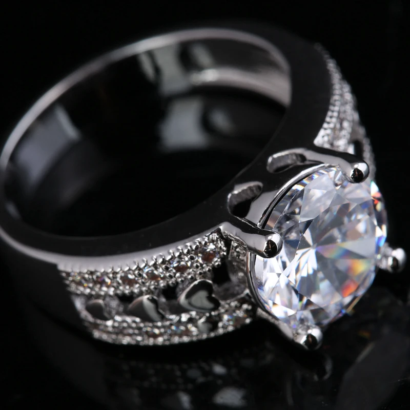Впечатляющие Белый Цирконий 925 стерлингового серебра женские Модные Jewelry Кольца