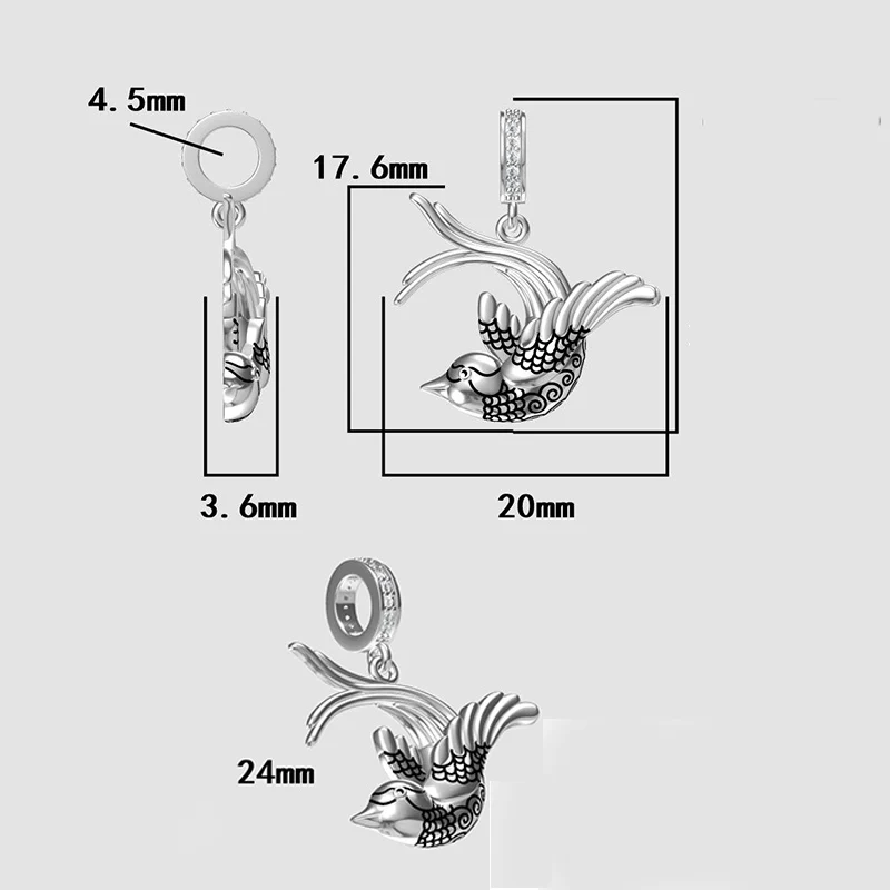 StrollGirl 925 серебряные бусины DIY ремесло птица подвеска коллекция животных подходят подлинные Pandora Браслеты Ювелирные изделия для женщин подарок