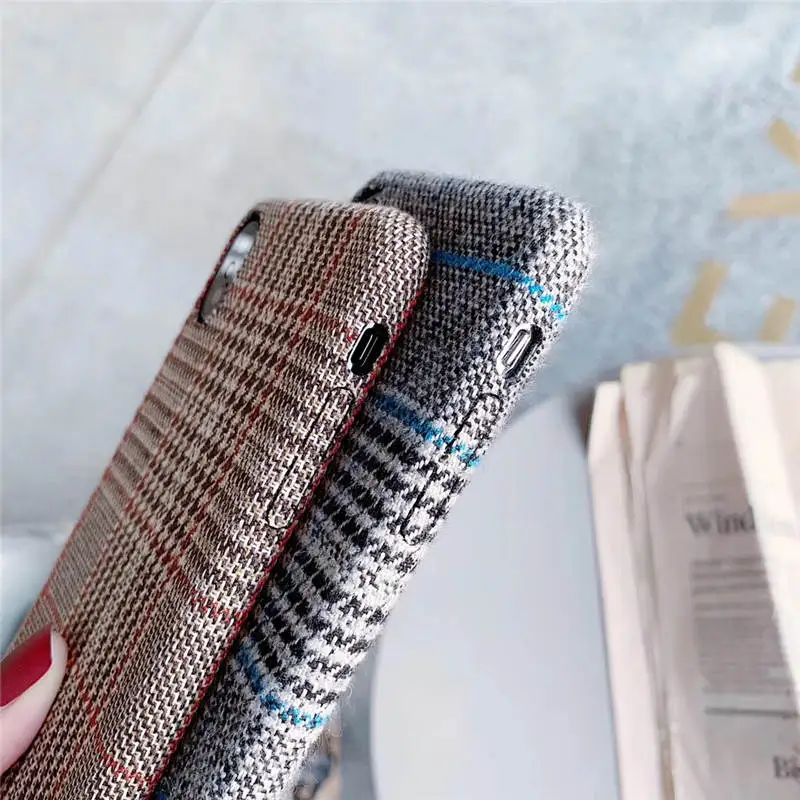 Fabric European And American Plaid For Iphone 66S 6P 78 78plus X Xs Xr Xsmax All-Inclusive Mobile Shell |