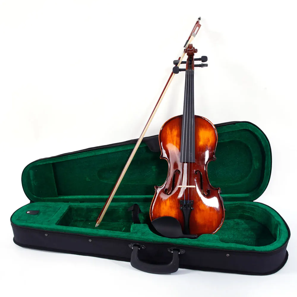 Glarry 4/4 Classic Solid Wood Violin with Violin Case Bow Strings Rosin Shoulder Rest Electronic Tuner Violin Kit - US Stock