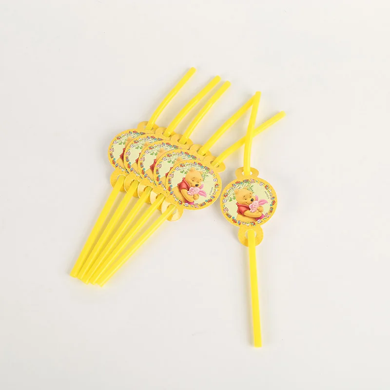Winnie the Pooh Kids Birthday Party Decoration Set Winnie Birthday Party Supplies Baby Birthday Party Pack event party supplies - Цвет: straw 6pcs