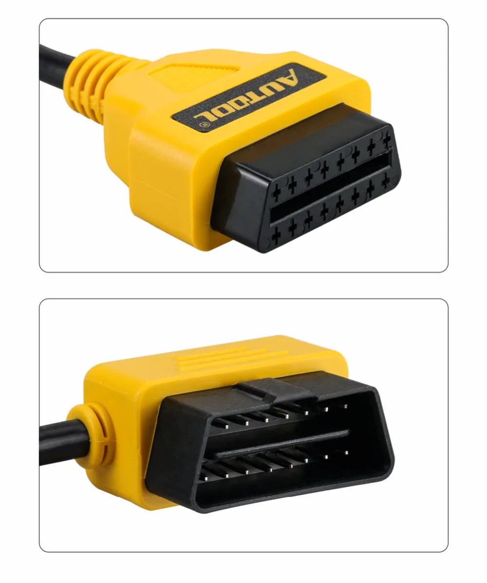 Автомобильный Удлинительный кабель AUTOOL OBD2 100 см 16 контактный разъем изогнутый