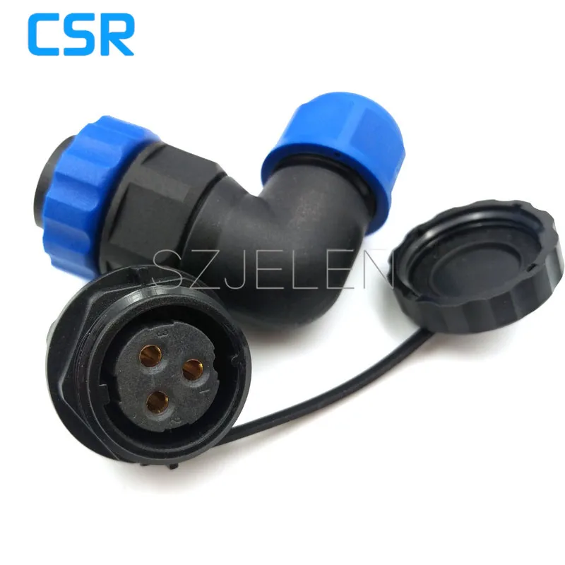 Женский 3 контактный разъем под углом 90 градусов водонепроницаемый IP67 панельный