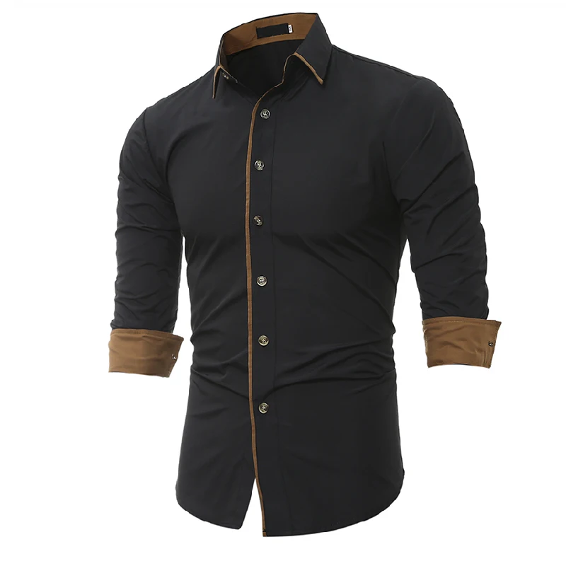 Мужская Повседневная рубашка весна осень 2019 Лоскутная с длинным рукавом