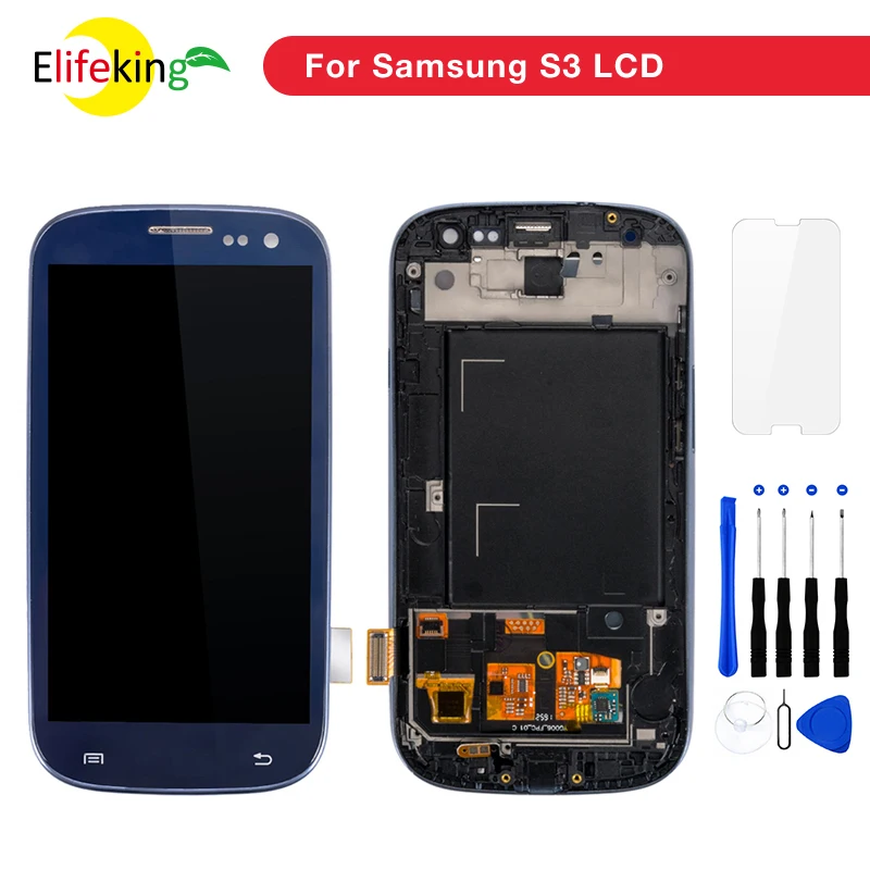 ЖК дисплей с сенсорным экраном и рамкой для Samsung Galaxy S3 i9300 i9305 i9003i|Экраны мобильных