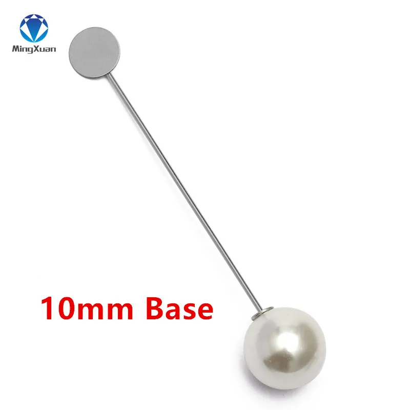 Rhodium B 10mm MINGXUAN 10 шт. 10/15 мм круглый пустой модная Медь плоская пластина 76 мм длинная Брошь булавка база настройки ювелирных изделий Компоненты - Цвет: Rhodium B 10mm