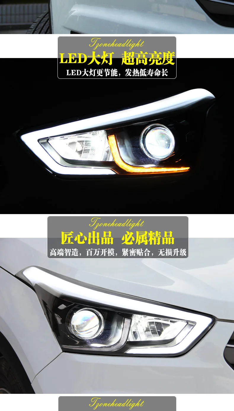 Doxa автомобильный Стайлинг для hyundai IX25 головной светильник s- Creta светодиодный головной светильник DRL Дневной ходовой светильник Bi-Xenon HID аксессуары