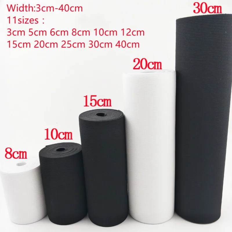 

Белый/черный плоский эластичный пояс для шитья/фоторемень из нейлона, ремесла «сделай сам», спандекс, ширина 3-40 см