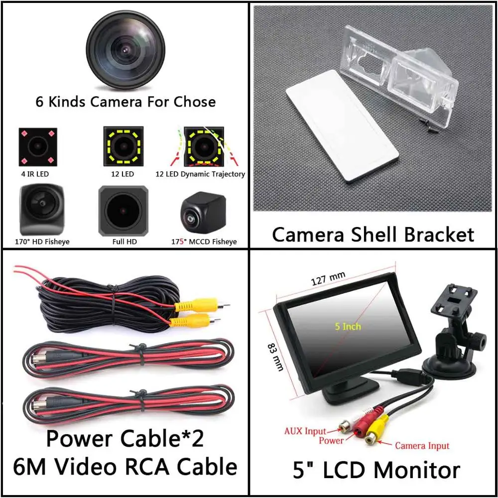 Camera 5 inch LCD 12 светодиодный автомобильный резервный траектория движения заднего вида Камера для Fiat Freemont 500 Dodge Journey JCUV 2010 2011 2012 2013 - Название цвета: Camera 5 inch LCD