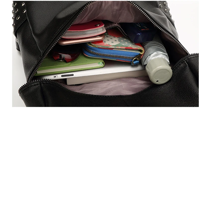 Рюкзак женский из натуральной кожи водонепроницаемый с заклепками|Женские