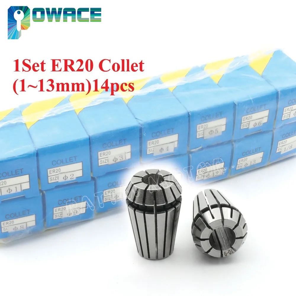 

ER20 (1~13mm)14pcs Collet Full set beating 0.1mm precision spring collet for CNC Spindle Milling Lathe Tool