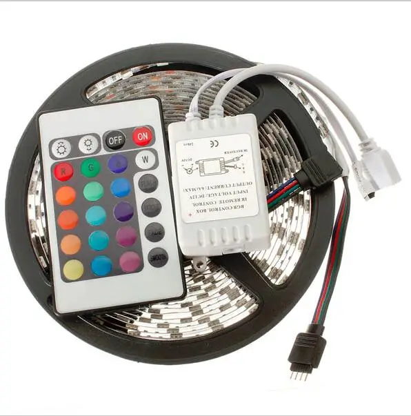 

5050 RGB LED Strip 5M 300 Led SMD 24 Keys IR Remote Controller Flexible Light Free Shipping