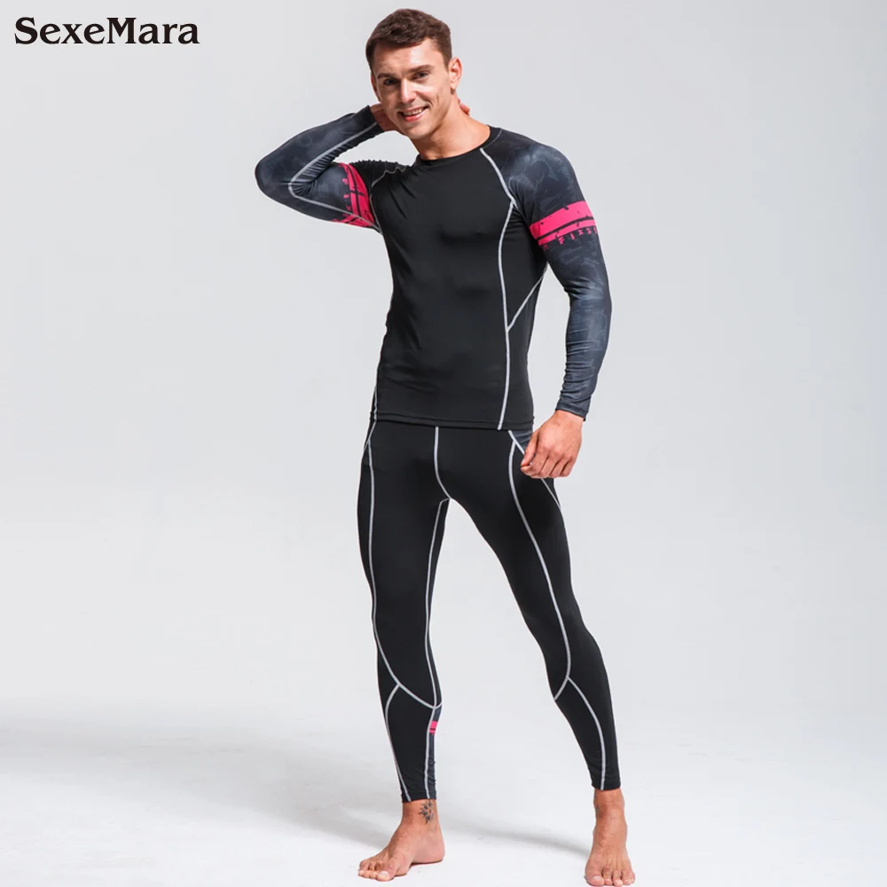 Мужские Спортивные Компрессионные костюмы для бега спортивные мужские