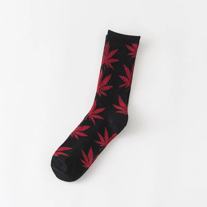 heihong 1 pair Men's Fashion Business Weed Hemp Cotton Socks Street Fashion Skateboard Couple Girls Harajuku Trend Socks Give Men a Gift - Цвет: heihong