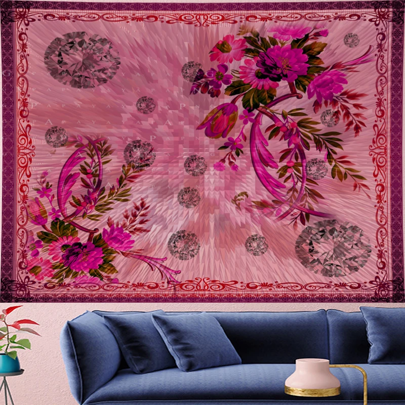 

Red mandala tapestry boho Tapestry Vintage bohemian flower goblen Retro macrame Wall Hanging Yoga Mat wall towel home decor