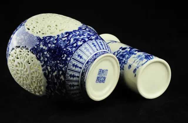 2 комплекта китайских Цзиндэчжэнь пустотелые фарфоровые синие и белые большие