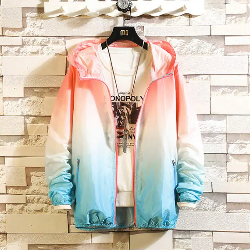 9151 pink and blue Весенне-осенняя тонкая куртка ветровка Большие размеры, S-3XL jaqueta masculina Slim Fit для молодых мужчин с капюшоном куртка-бомбер для мужчин - Цвет: 9151 pink and blue