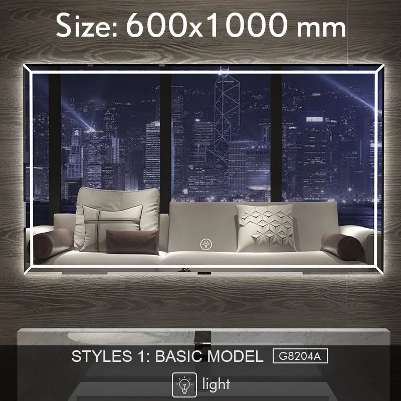 G8204A-600x1000mm Gisha, умное зеркало, светодиодный, зеркало для ванной комнаты, настенное, зеркало для ванной комнаты, туалетное, противотуманное зеркало с сенсорным экраном, Bluetooth, G8204 - Цвет: G8204A-600x1000mm