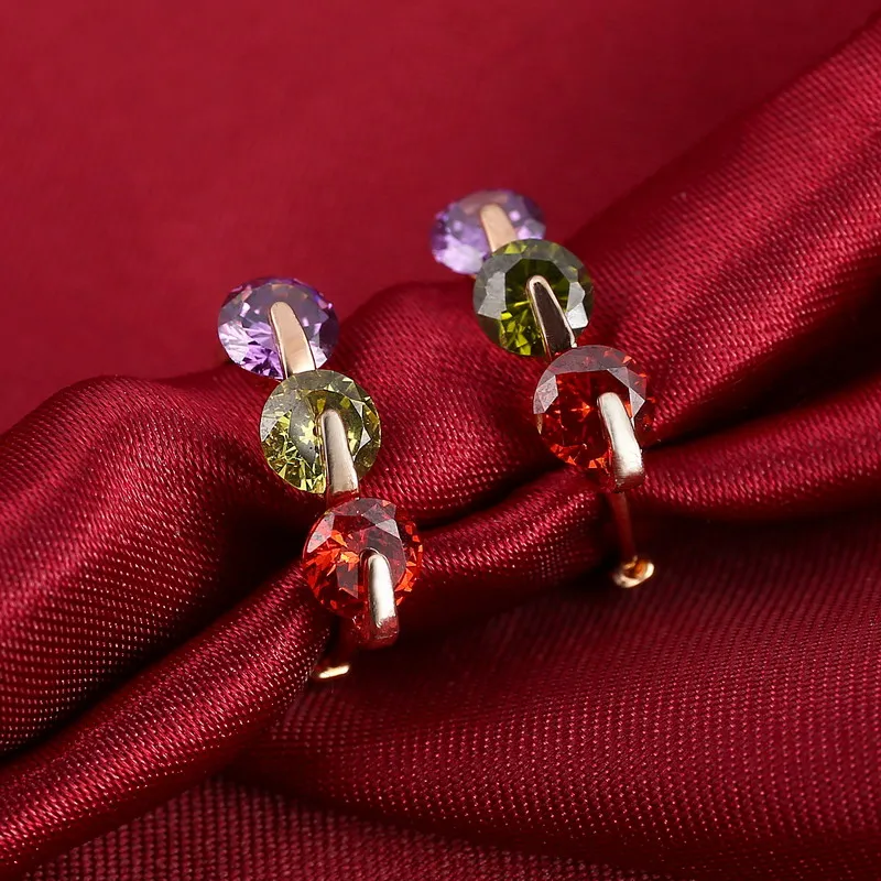 Женские винтажные серьги-кольца с разноцветными стразами круглые серьги