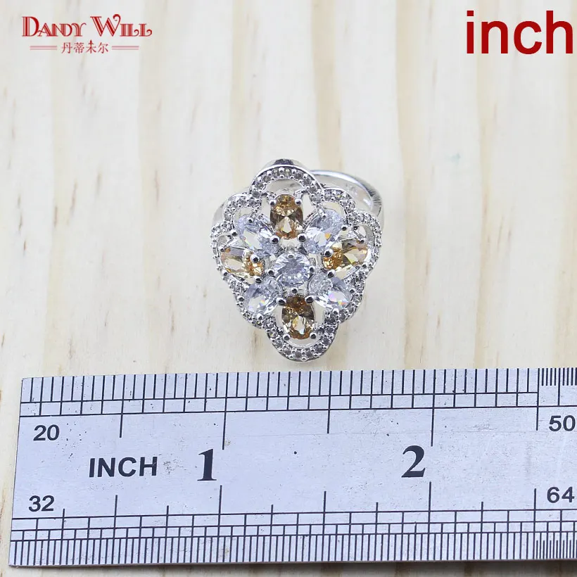 Свадебные оранжевый Morganite Ювелирные наборы кольцо 925 пробы Серебряные ювелирные