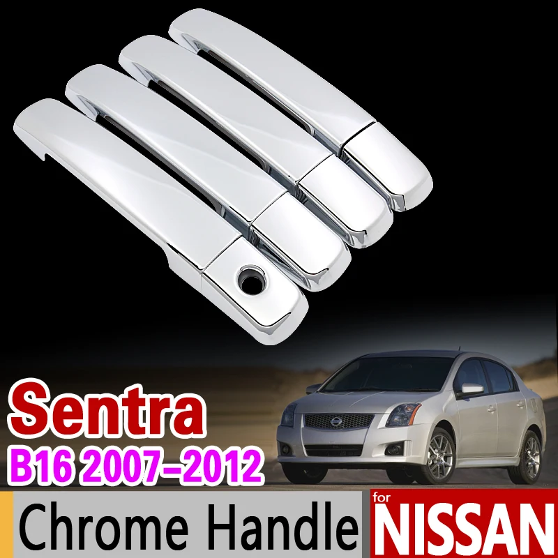 

for Nissan Sentra B16 2007 - 2012 Chrome Handle Cover Trim Set 200 SE 2008 2009 2010 2011 Car Accessories Stickers Car Styling