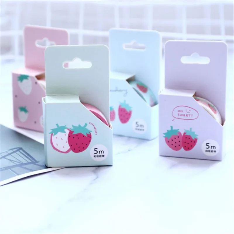 1.5CM*5M Strawberry Masking Tape Correction Washi Tape Scrapbooking Album Bottle DIY Decor Craft Tape Kids Gift