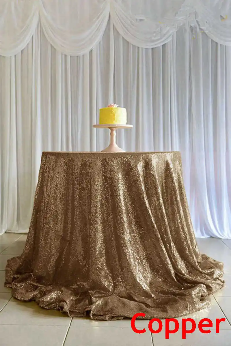 Copper B·Y 72inch-180cm Round Sequin Tablecloth Pink Gold Sequin Table Cover for Christmas Party Wedding decor-9531 - Цвет: Copper