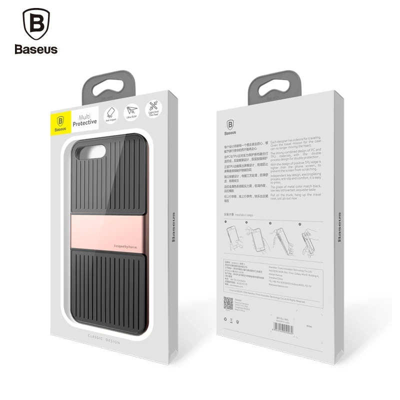 BASEUS Марка Путешествия Серии PC + TPU Anti Slip Back Case For iPhone 7/Для 7 Plus с Розничной