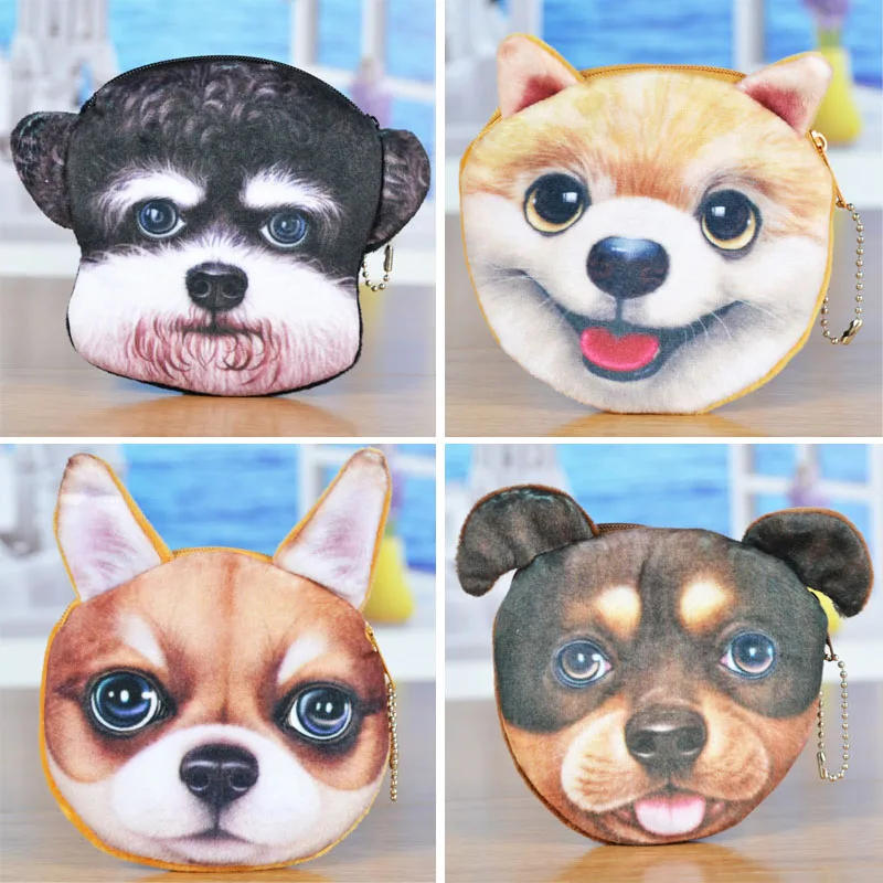 Милый плюшевый Кошелек с объемным рисунком собаки новинка 2018 коллекция сумка для