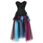 Сексуальное платье-корсет в стиле стимпанк, черные корсеты, топ с длинной юбкой, Женский корсет большого размера с эффектом пуш-ап, платье для косплея на Хэллоуин