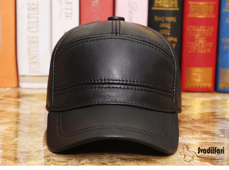 Gorras, зима, военные шапки Haisum, натуральная кожа, Мужская военная шапка, шапка, лучшее качество, папа, Воловья кожа, для взрослых, одноцветная, регулируемая - Цвет: black