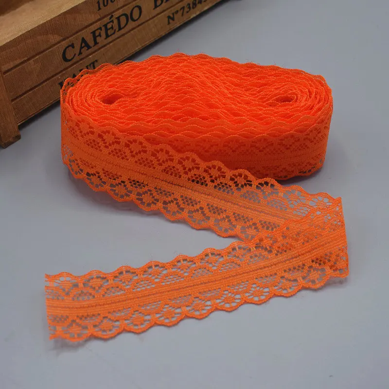 10 ярдов 28 мм широкий красивая кружевная тесьма кружевная ткань для творчества вышивка чистый кружево украшения 21 цвет ткань - Цвет: orange red