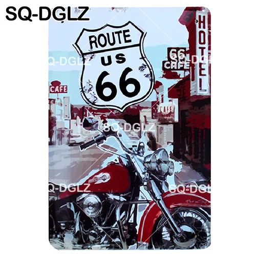 [SQ-DGLZ] мотель ROUTE 66 Оловянная вывеска Настенный декор американцы мужские уличные металлические поделки живопись Plaques 66 ROUTE США карта художественный плакат - Цвет: 0168