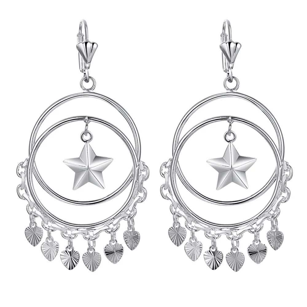 Медаль с пятью звездами серебряные серьги высокого качества для женщин модные