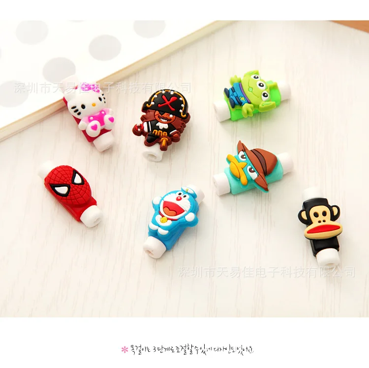 10pcs cartoon figure USB Data Cable Line Protector Anti Breaking Protective Sleeve For Charging Earphone | Электроника