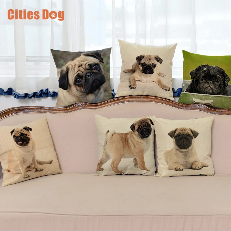 Изображением мопса чехол для декоративной подушки крышка книжная полка с