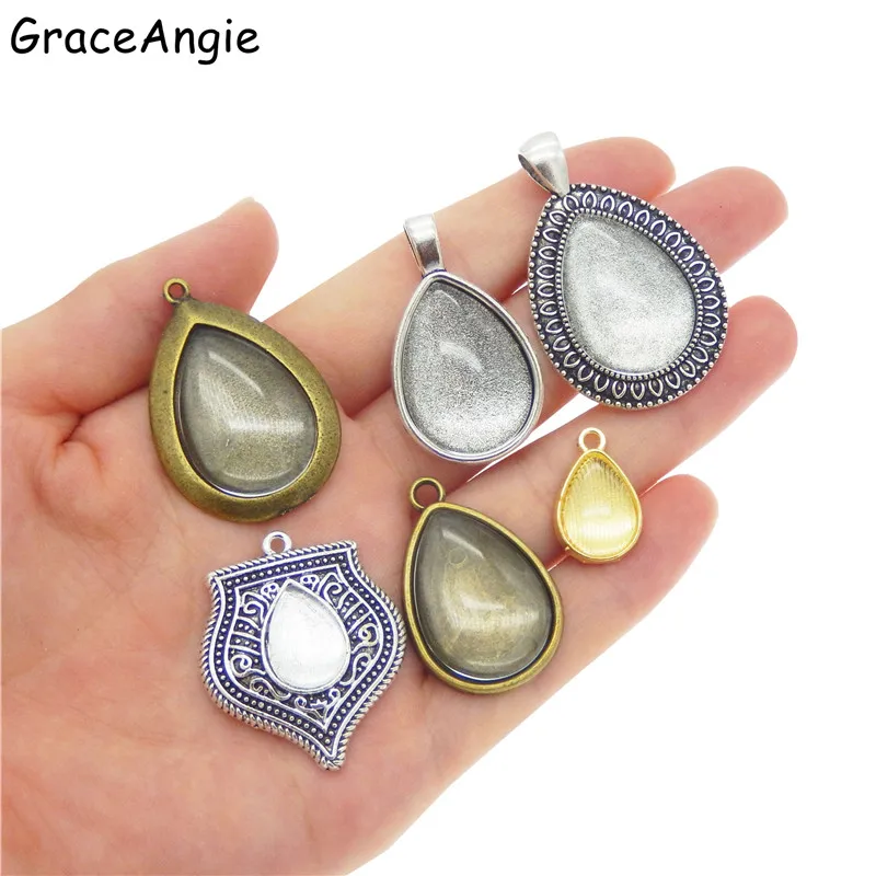 6 компл./упак. смешанный поднос для установки кабошонов пустые рамки фото кулон +