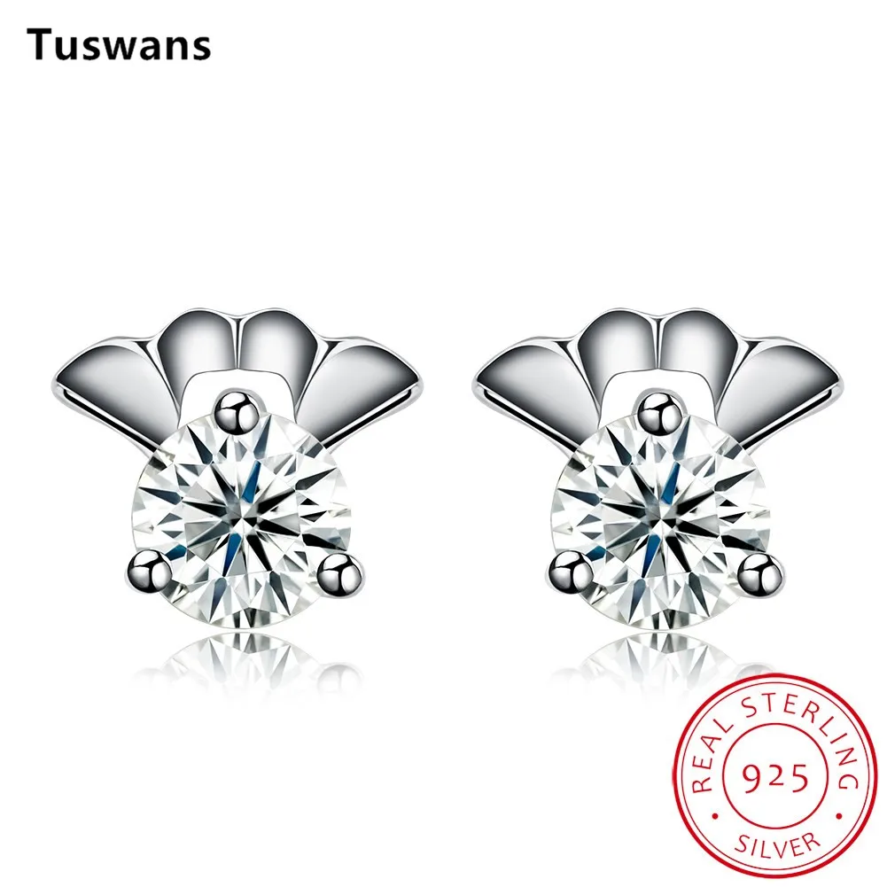 Новое поступление 2017 серьги в форме веера женские гвоздики из стерлингового