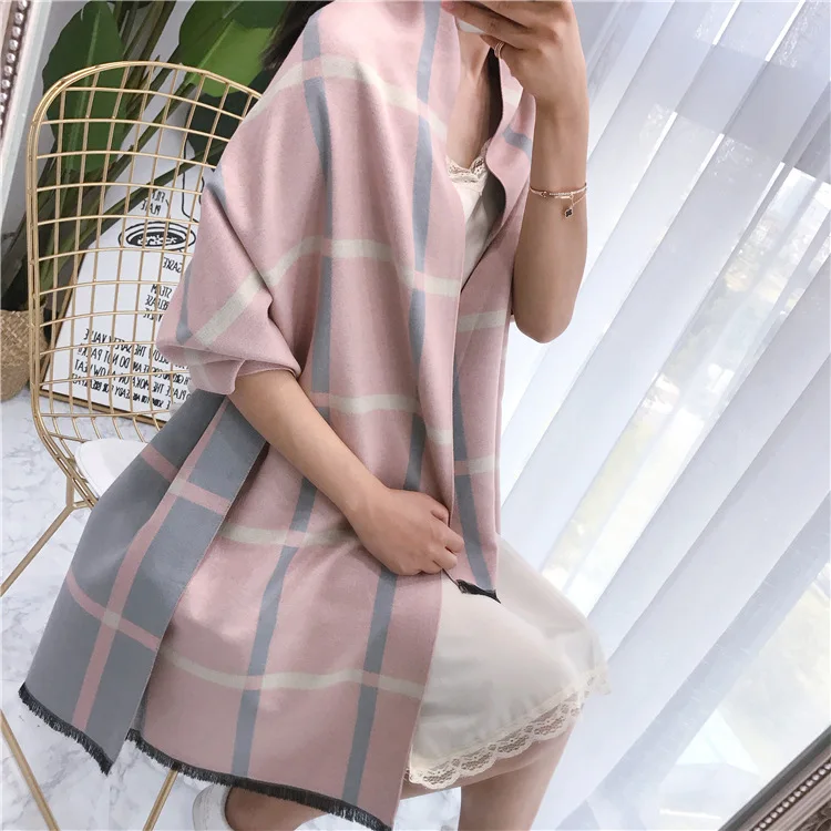 2017 Классический решетки леди Имитация кашемира шарф платок двойного назначения