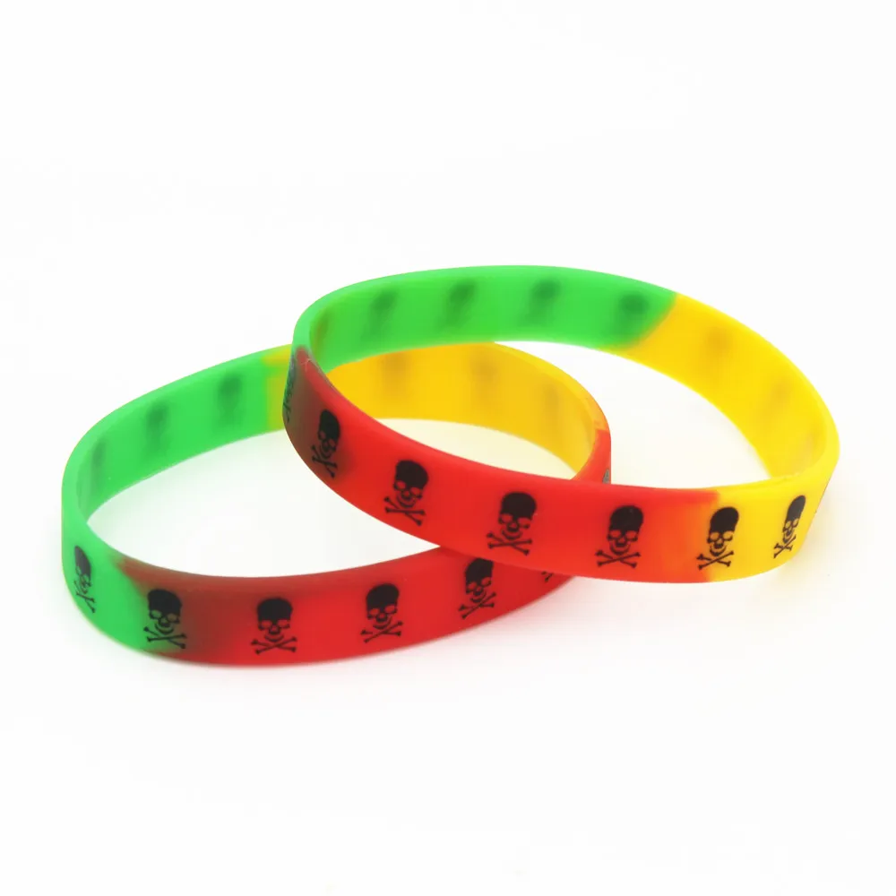 

1PC Fashion Cool Skull Rainbow Color Silicone Wristband Sports Skeleton Rubber Bracelets&Bangles Fashion Jewelry Gifts SH174