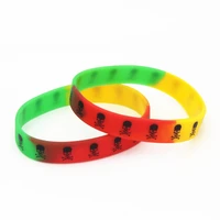 1pc fashion cool skull rainbow color silicone wristband sports skeleton rubber braceletsbangles fashion jewelry gifts sh174