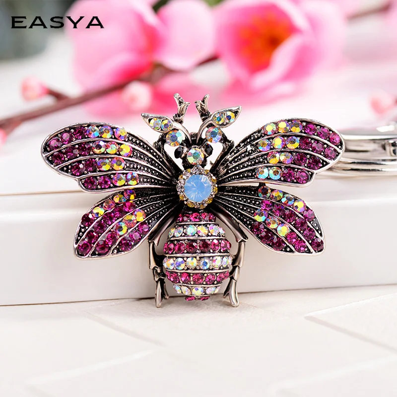 EASYA Винтаж бабочка насекомых кристалл брелок для автомобиля кулон Jewellery Пряжка