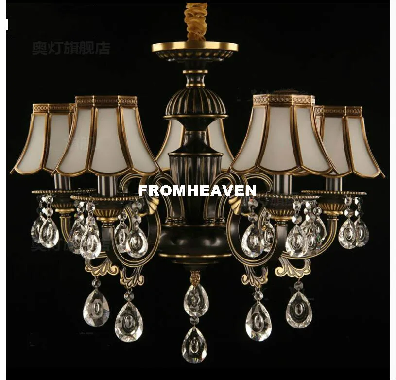 Европейская Современная хрустальная люстра с 5 дужками латунная лампа бронзовой