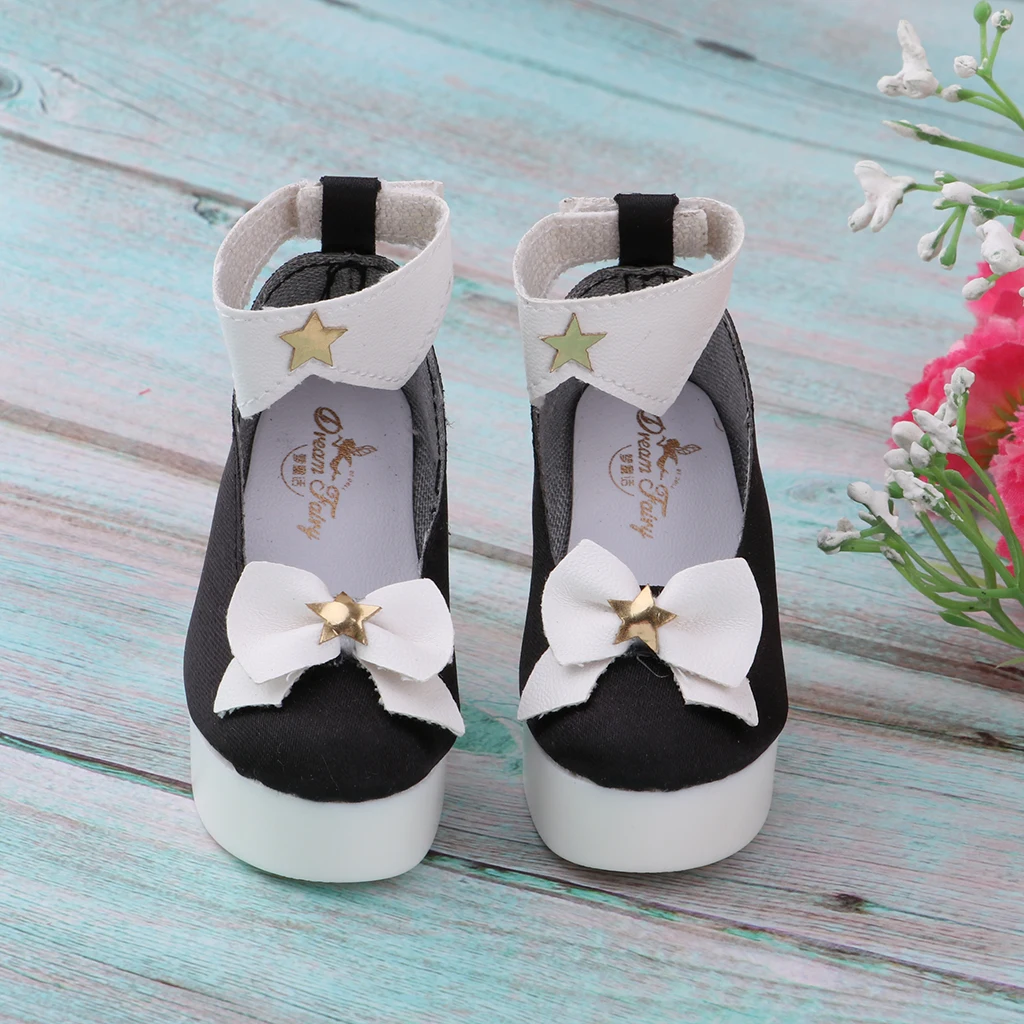 Black Милые туфли на высоком каблуке с бантиком для 1/3 BJD Dollfie 60 см, вечерние аксессуары для кукол в стиле Лолиты - Цвет: Black