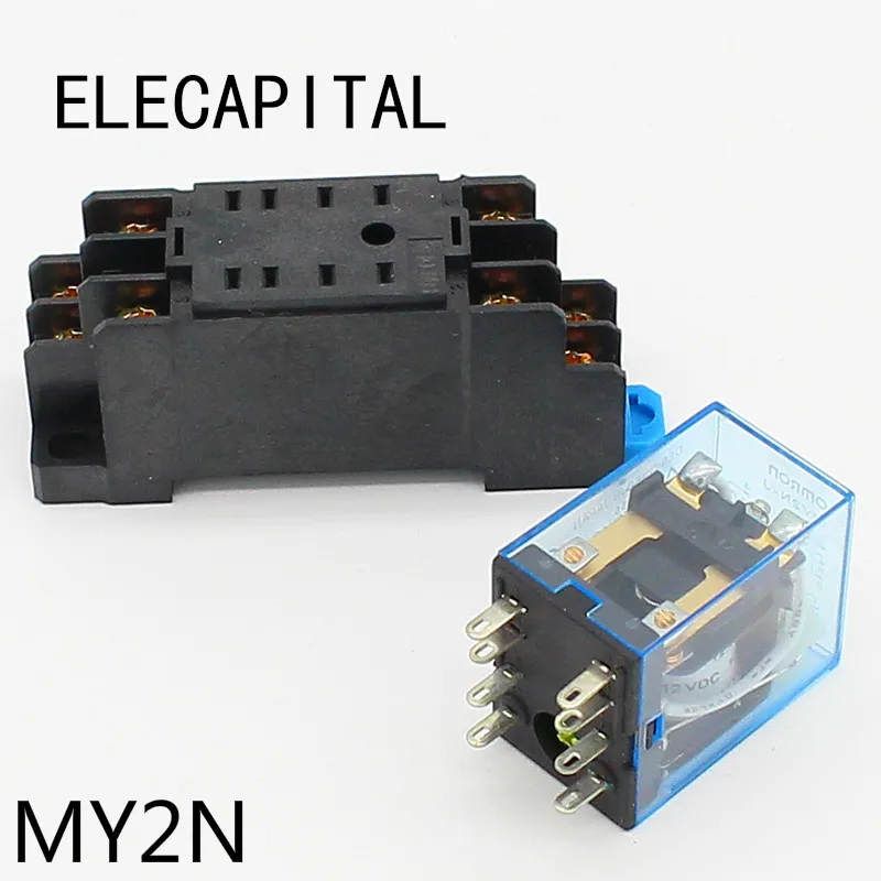 

Реле MY2P HH52P MY2NJ 12 В постоянного тока 24 В постоянного тока 110 В переменного тока 220 В переменного тока, высококачественное микромини-реле общего назначения DPDT с держателем розетки