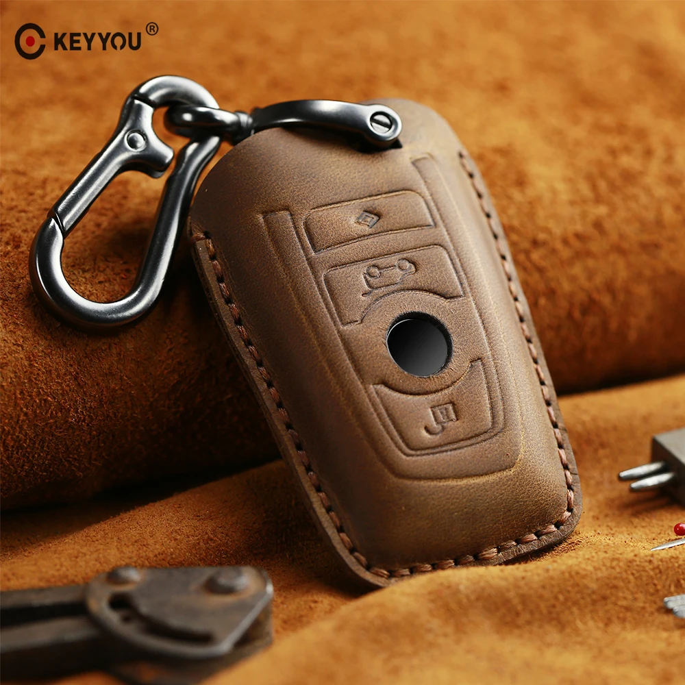 Кожаный чехол KEYYOU для автомобильного ключа ключей BMW 520 525 f30 f10 F18 118i 320i 1 3 5 7 Series X3 X4